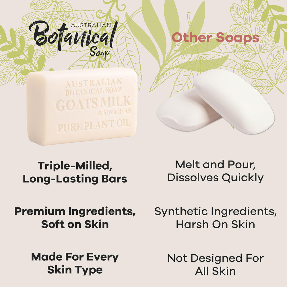 Australian Botanical Soap organic shea butter; deep moisturization and softness.