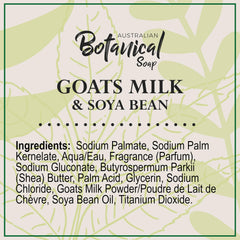 Australian Botanical Soap soya bean oil; hydrating nourishment for the skin.