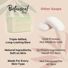 Australian Botanical Soap Tea Tree with Sage Extract contains sage extract and tea tree oil for aroma.