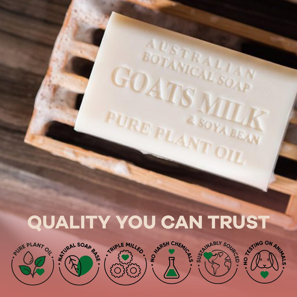 Australian Botanical Soap usage demo; gentle cleansing for body, face, and hands.