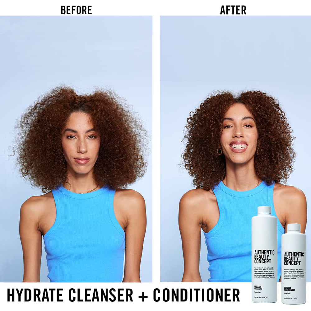 Authentic Beauty Concept Hydrate Cleanser closeup reveals elasticity and shine