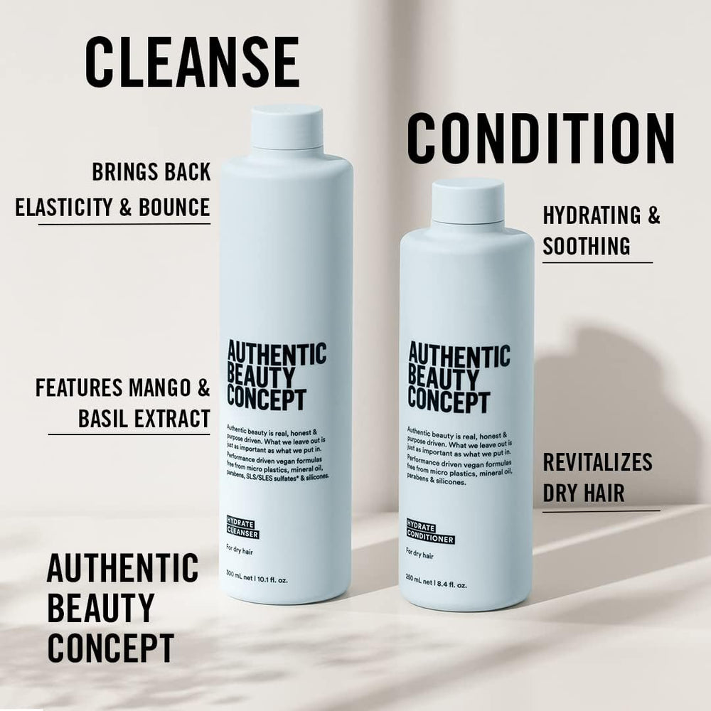 Authentic Beauty Concept Hydrate Conditioner texture highlighting smooth, manageable hair
