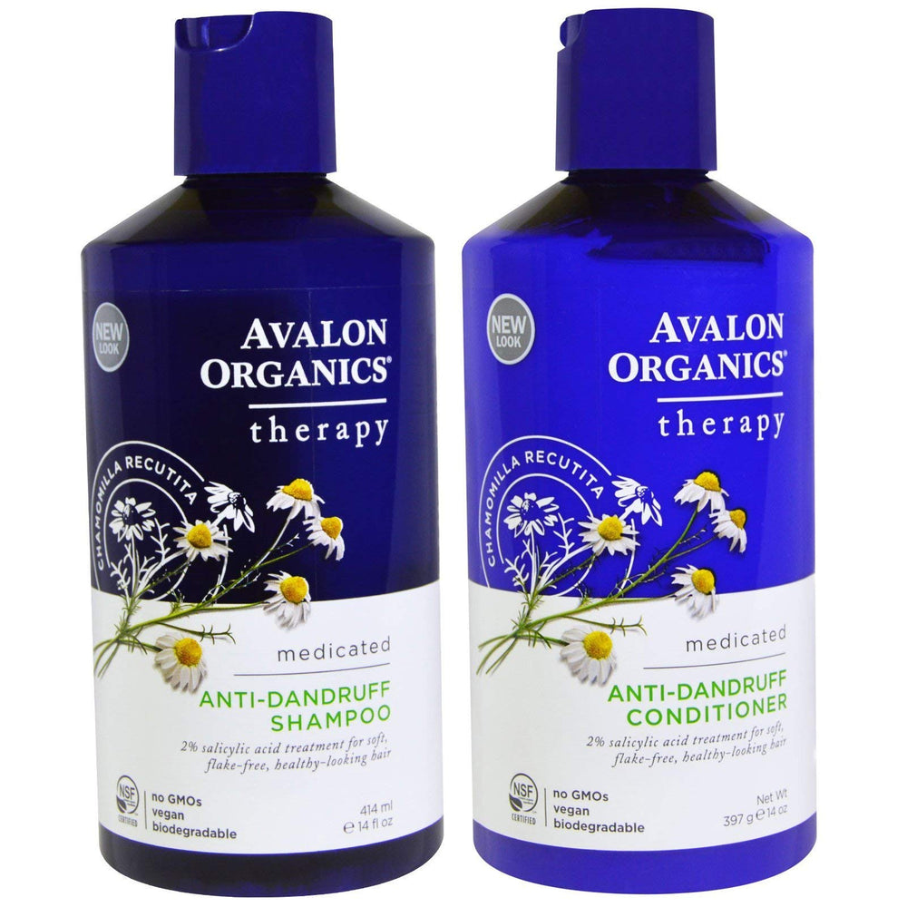Avalon Organics anti-dandruff shampoo bottle with botanical formula for flakes