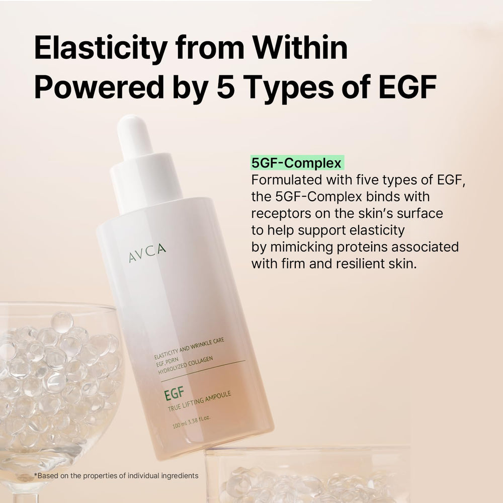 AVCA EGF PDRN serum texture close-up reveals cushiony finish.