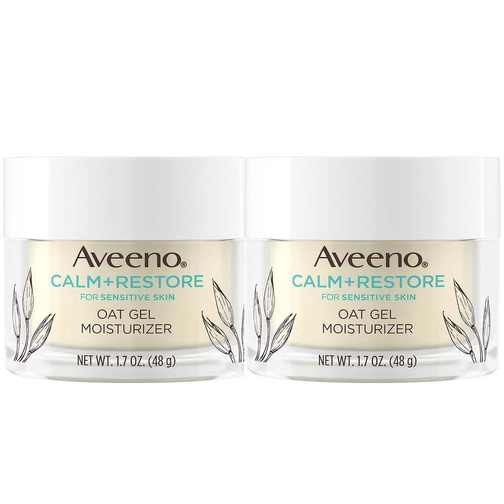 Aveeno Calm Restore Oat Gel moisturizers in a 2-pack offering gentle hydration