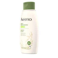 Aveeno bottle back panel image indicates daily use suitability.