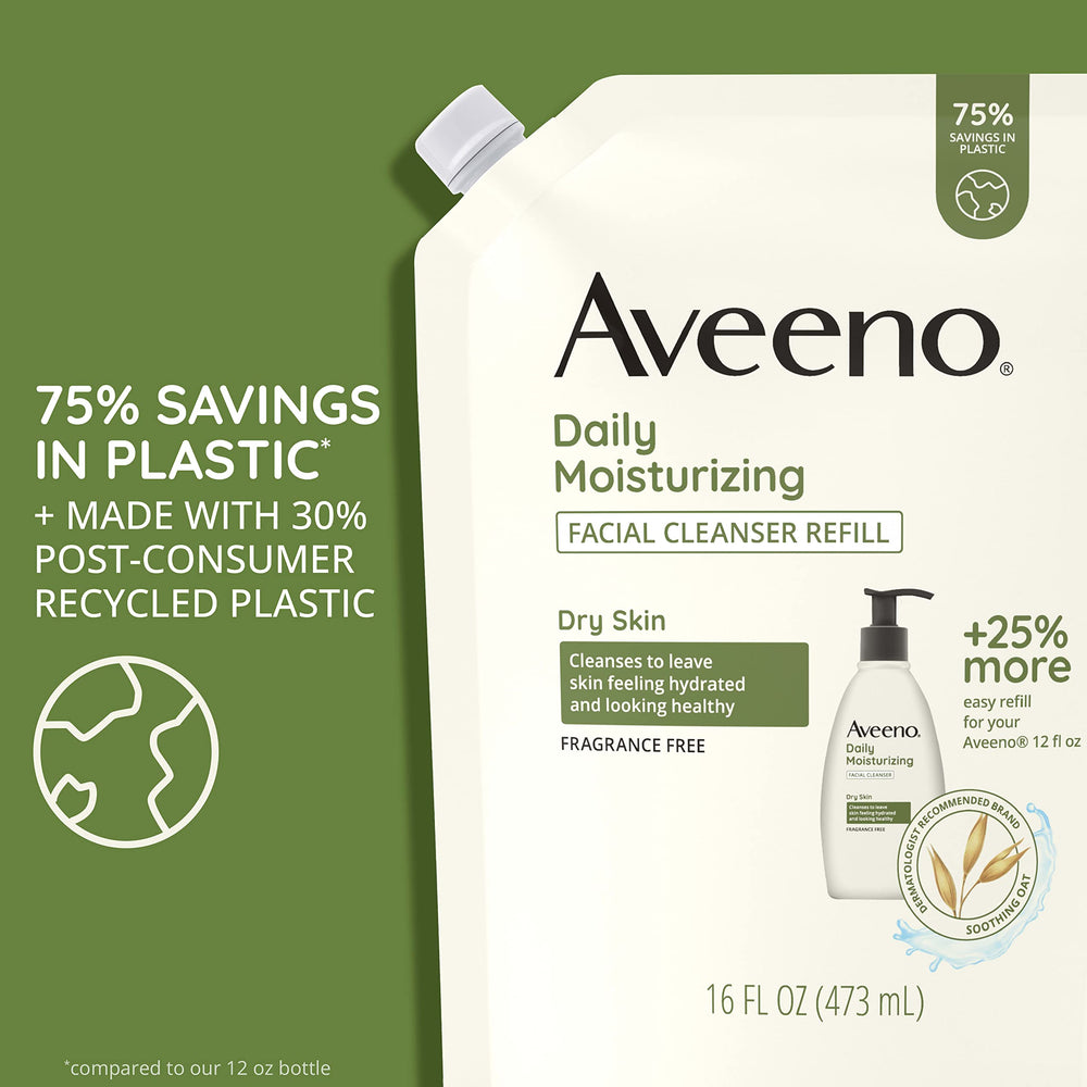 Aveeno non-GMO oat source highlights purity for sensitive skin in use.