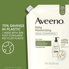 Aveeno non-GMO oat source highlights purity for sensitive skin in use.