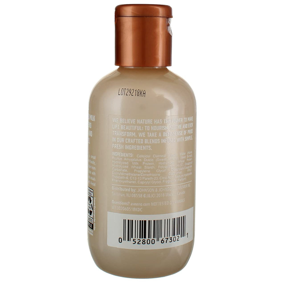 Aveeno Oat Milk Leave-In soft-hair finish highlights smooth texture and moisture.