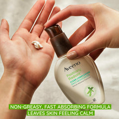 Aveeno noncomedogenic moisturizer shown on clean skin for breakout-prone care.