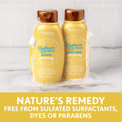 Shower routine includes Aveeno conditioner after shampoo for hydration.