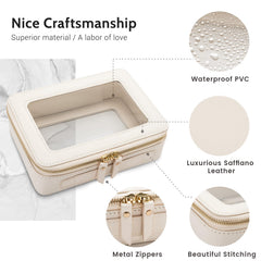 Aveniee Clear Makeup Bag waterproof material close-up highlighting wipe-clean surface.