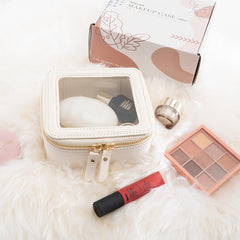 Aveniee water-resistant PVC interior protects cosmetics from spills during travel