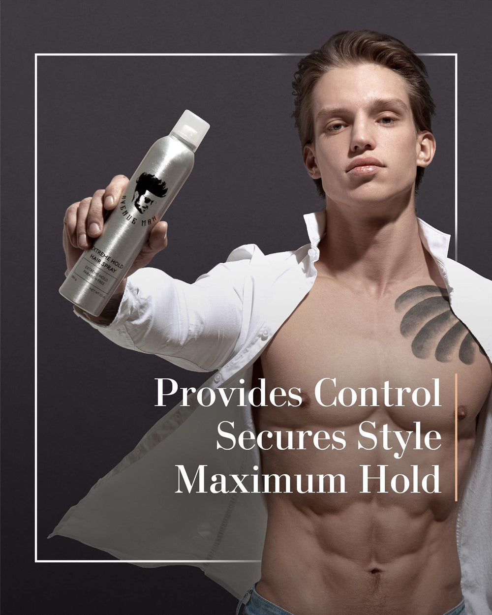 Avenue Man Extreme Hold includes mallow flower and peptides for hair health.