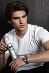 Styled hair with Avenue Man Sculpting Foam enhances natural shine.