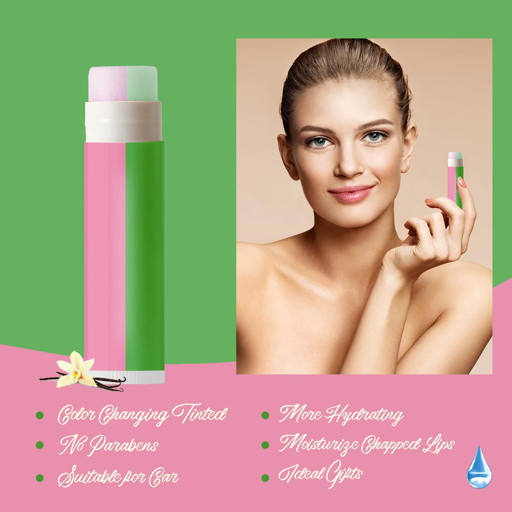 AVIINEN Witch Lip Balm pink-green pack, close-up shows two-tone color.