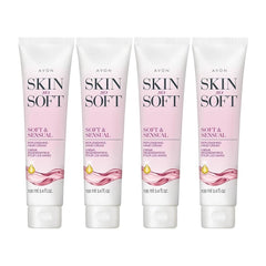 AVON Skin So Soft hand cream four-pack close-up texture shows rich moisturizing cream.