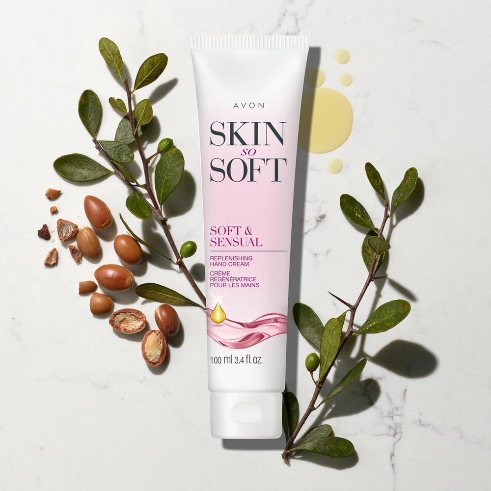 AVON Skin So Soft four-pack fragrance swatch showing soft, inviting scent.