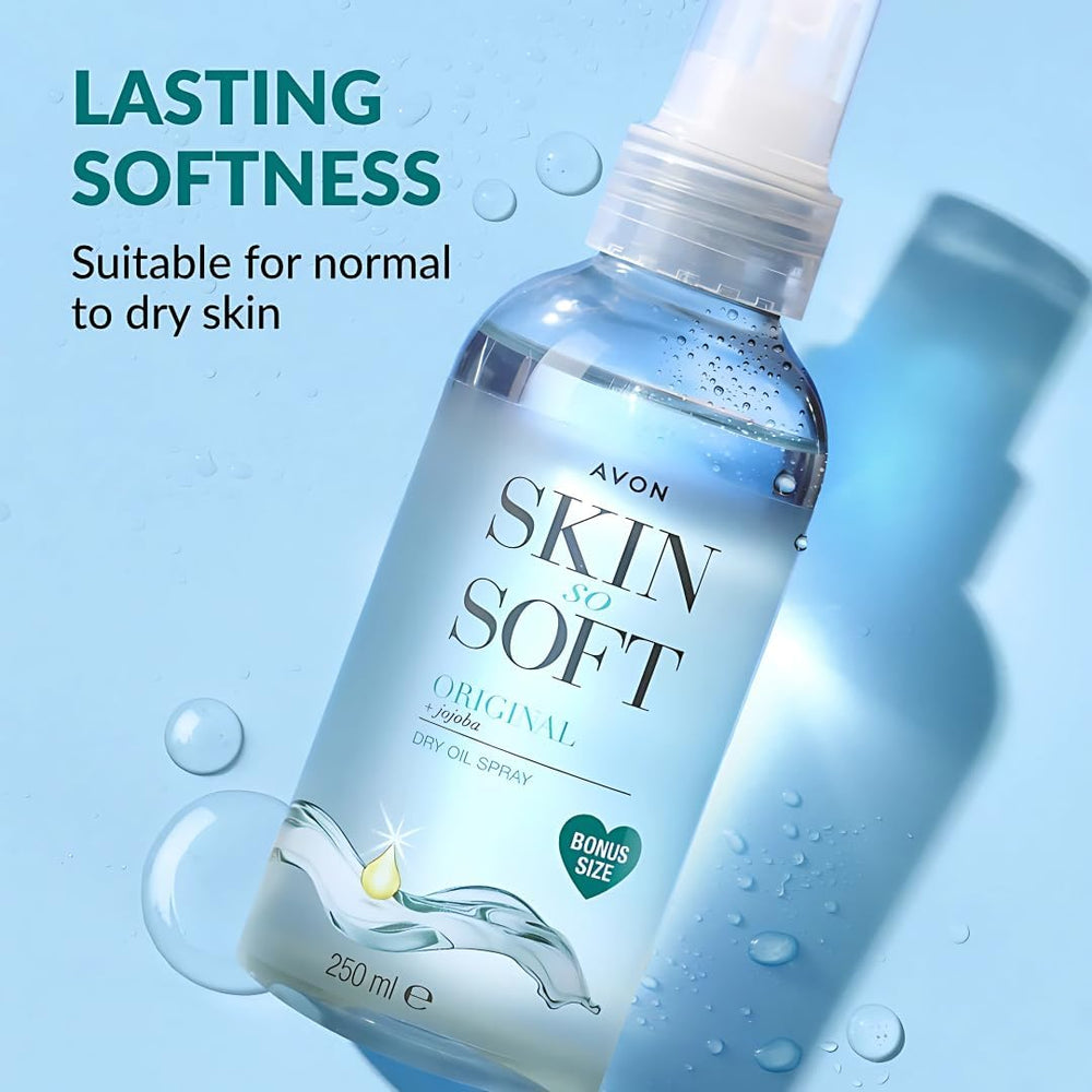 AVON Skin So Soft Original Jojoba Dry Oil Spray after-shower routine to seal in moisture