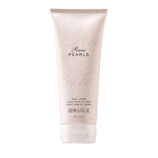 AVON Skin So Soft Rare Pearls bottle shown for smooth, scented body hydration.