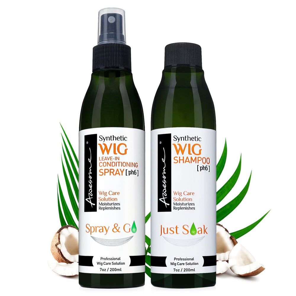 Awesome Synthetic Wig Shampoo bottle pour shows clean, residue-free care for wigs
