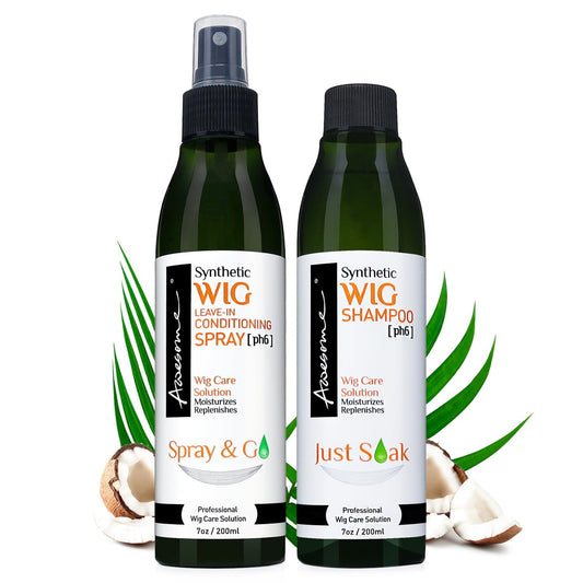 Awesome Synthetic Wig Shampoo bottle pour shows clean, residue-free care for wigs