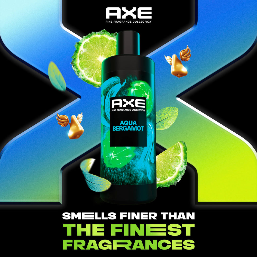 Rich AXE Aqua Bergamot foamy lather promises a refreshing shower experience