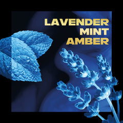 AXE Blue Lavender label close-up emphasizing essential oil blend.