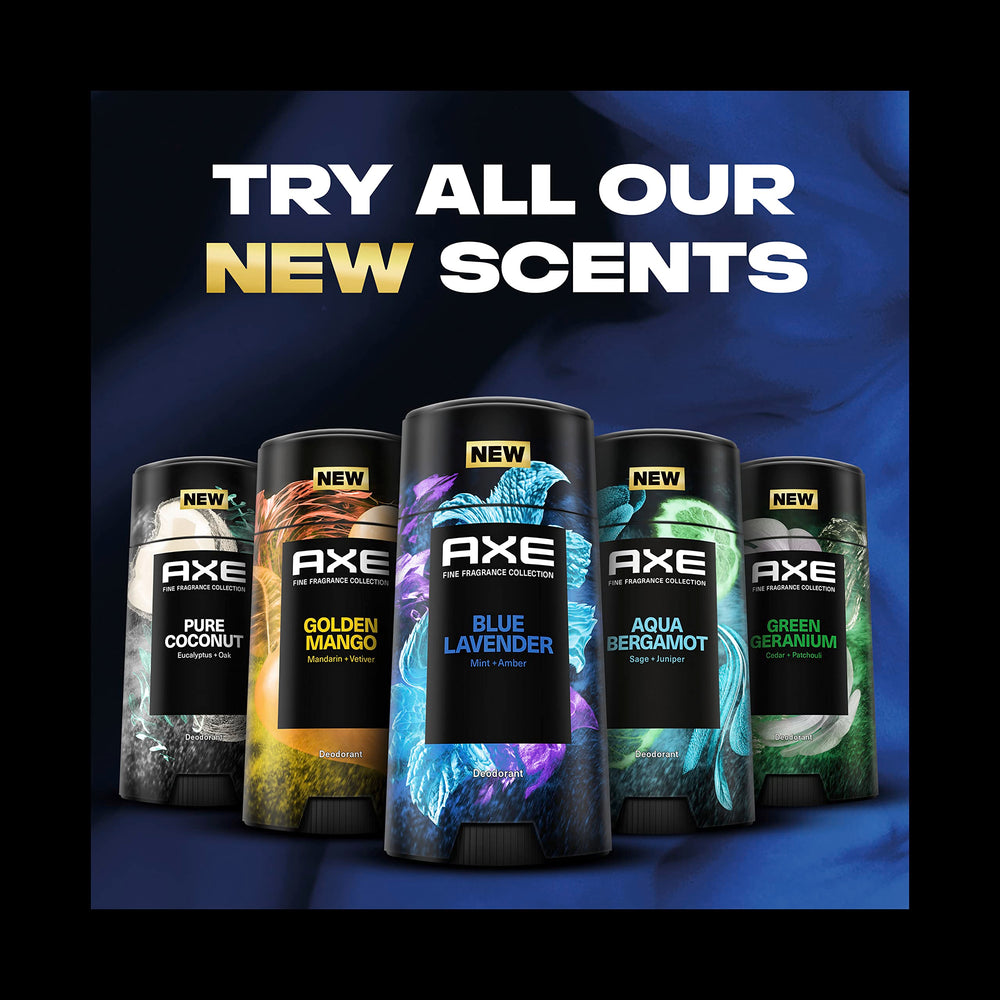 AXE Blue Lavender perfumer-inspired branding on bottle accent.