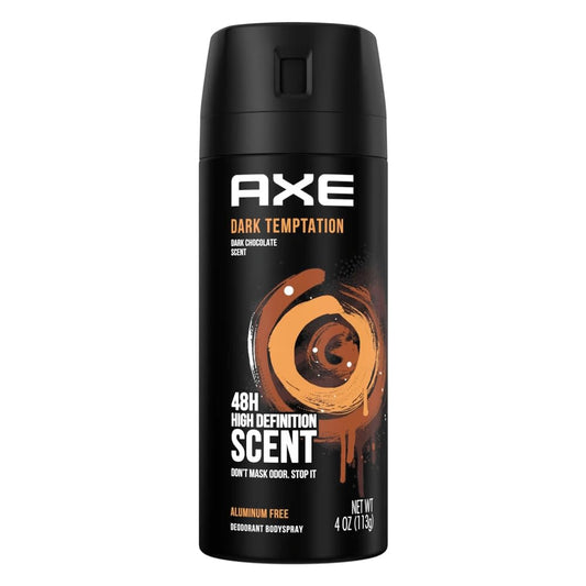 AXE Dark Temptation Bodyspray 4oz can delivers quick, lasting freshness for daily use.