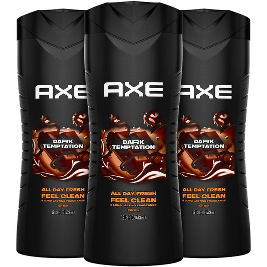 AXE Dark Temptation bottle with rich foam for lasting freshness