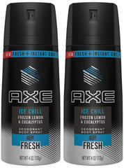 Axe Ice Chill bottle front view highlighting lemon and mint for instant freshness.