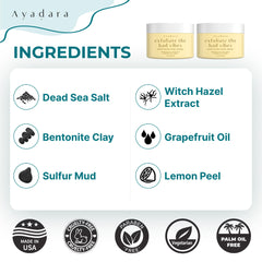 AYADARA Exfoliating Acne Scrub featuring grapefruit oil for balanced, refreshed skin.