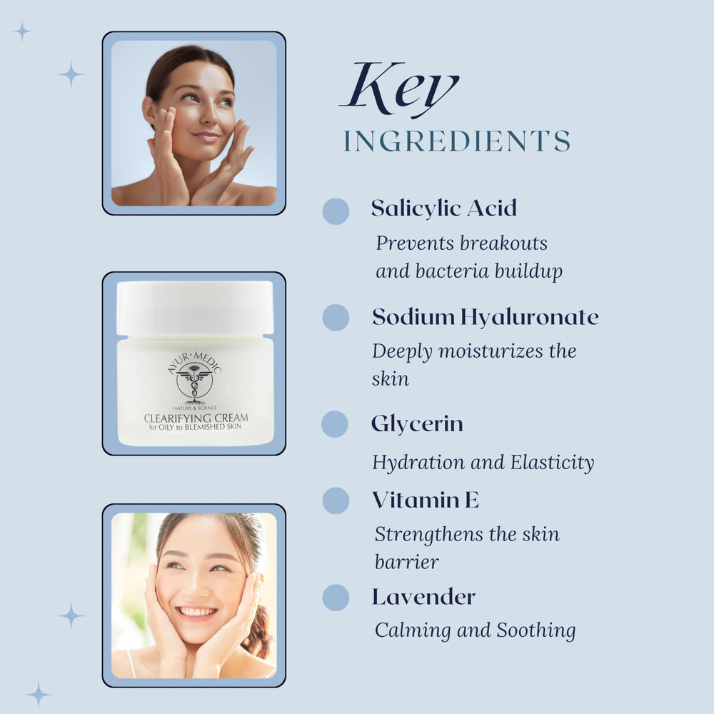 Ayur Medic Clearifying Cream pump demonstrates convenient dosage for controlled application.