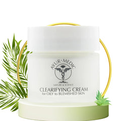 Ayur Medic Clearifying Cream jar shows a rich, soothing texture for daily hydration.