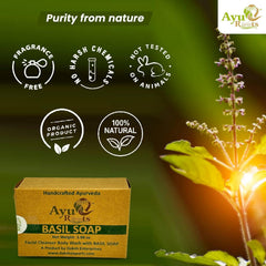 AyuRoots Basil Soap Bar — ideal for face and body cleansing.