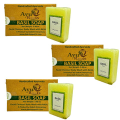 AyuRoots Ayurvedic Basil Soap Bar texture shows rich, creamy lather for daily cleansing.