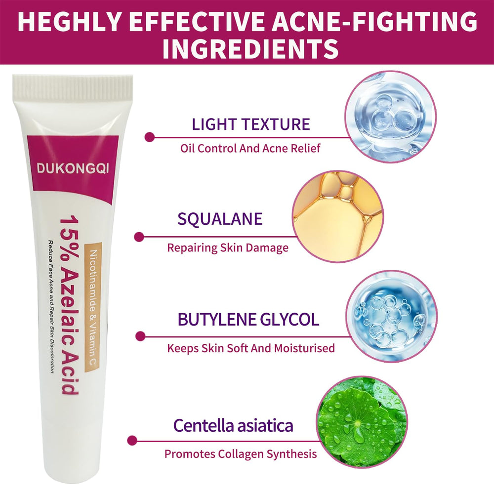 Azelaic Acid Serum hand application demonstrates targeted acne care.