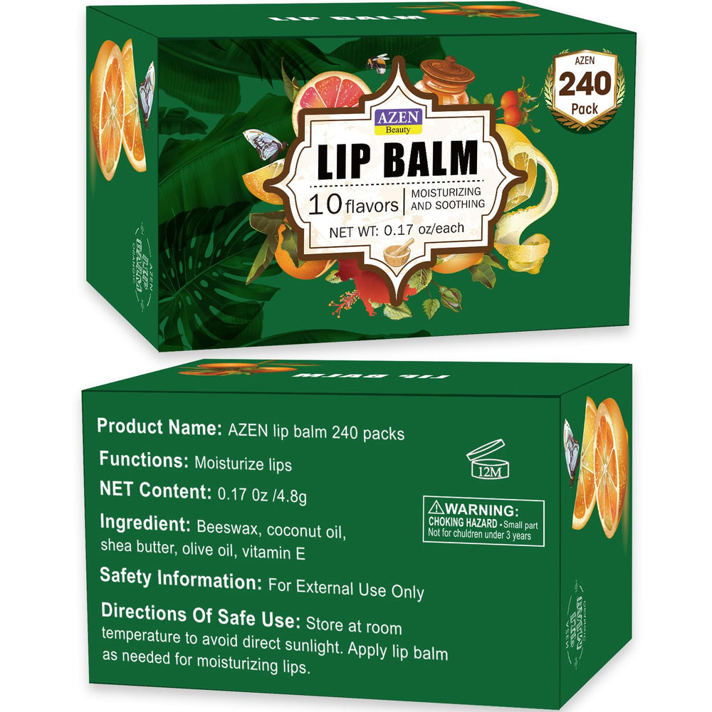 AZEN bulk lip balm packaging and labels for efficiency