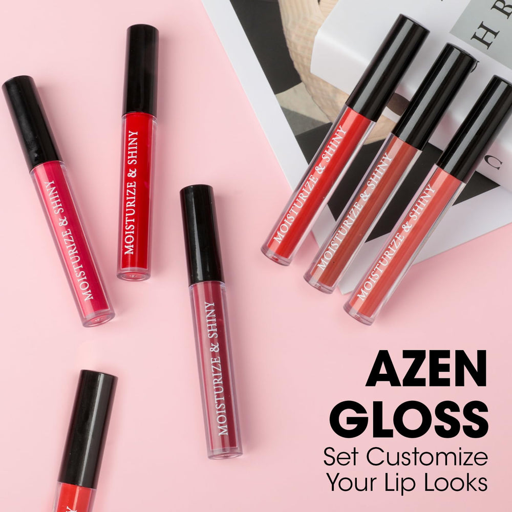 AZEN coconut oil gloss provides smooth glide and hydration on dry lips.