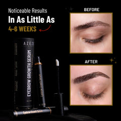 AZEZE eyebrow growth serum close-up texture shows clear, oil-free formula