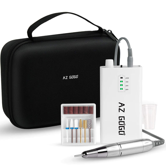 AZ GOGO Efile nail drill white front view highlighting compact precision for home or salon use