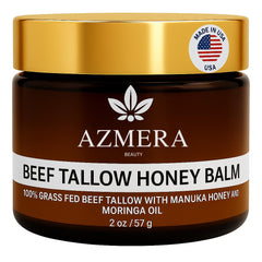 Azmera Beauty unscented beef tallow balm jar close-up for rich hydration.