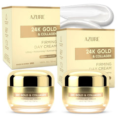 Azure Cosmetics 24K Gold & Collagen moisturizer bottle shows premium hydration