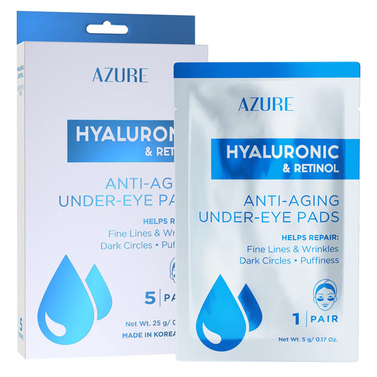 Azure Cosmetics hyaluronic under-eye pads hydrate and smooth delicate under-eye skin.