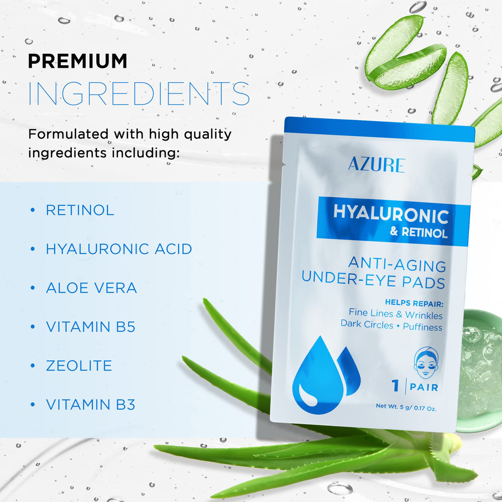 Azure Cosmetics retinol under-eye pads help even skin tone and brighten the eye area.