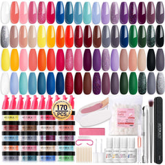AzureBeauty 170-pcs dip nail kit cover—comprehensive at-home starter for DIY nails
