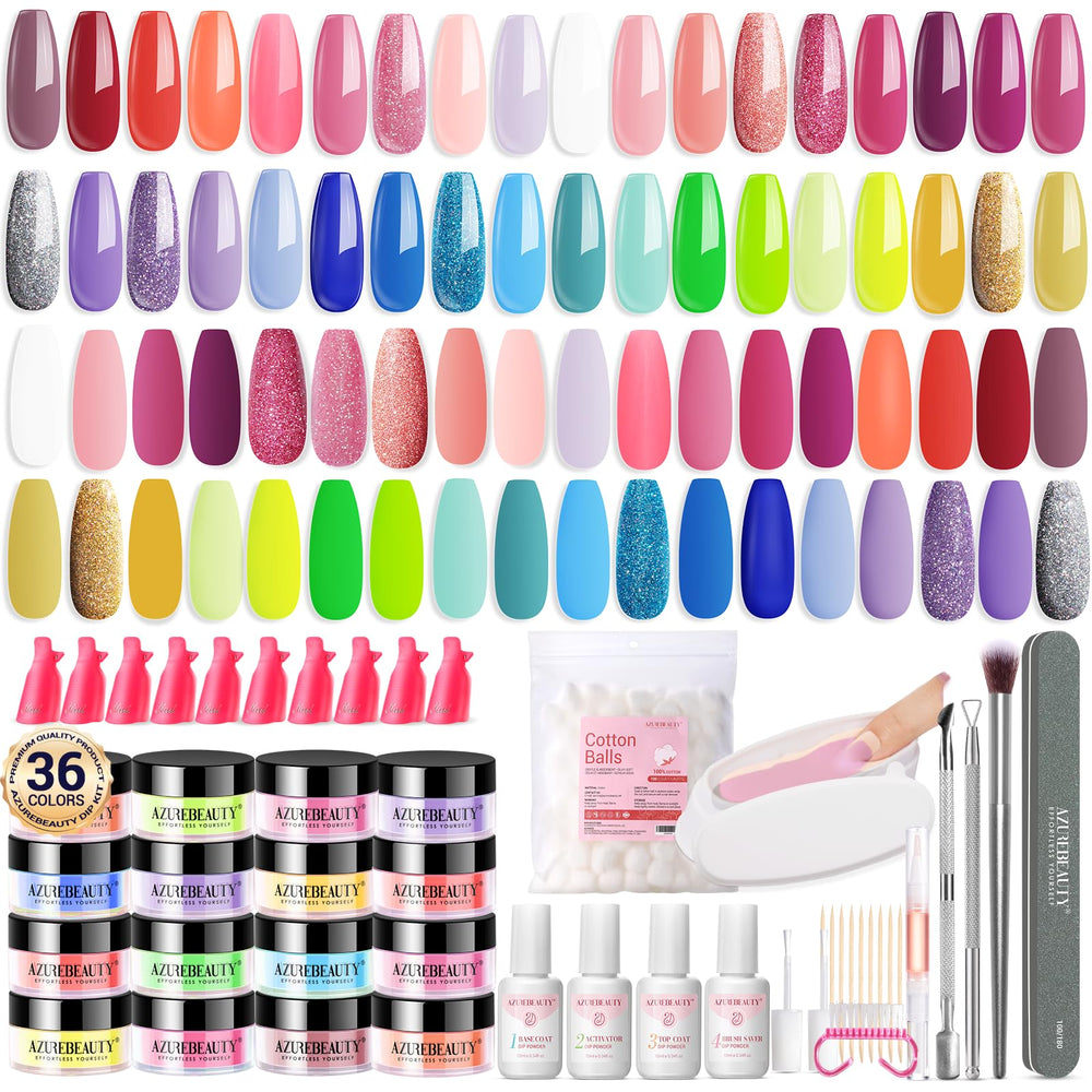 AZUREBEAUTY 170Pcs dip nail kit front view for at-home salon-quality manicures