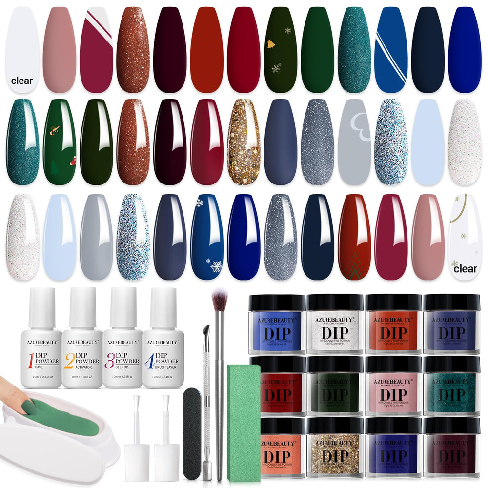 AzureBeauty 31Pcs dip powder kit colors swatches for vibrant long-lasting nails