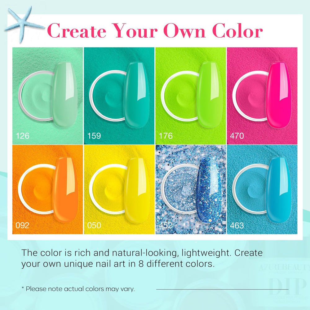 AzureBeauty base, activator, and top coat dip system for easy DIY nails